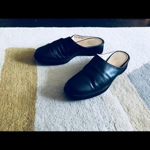 Salvatore Ferragamo Black Leather Slides